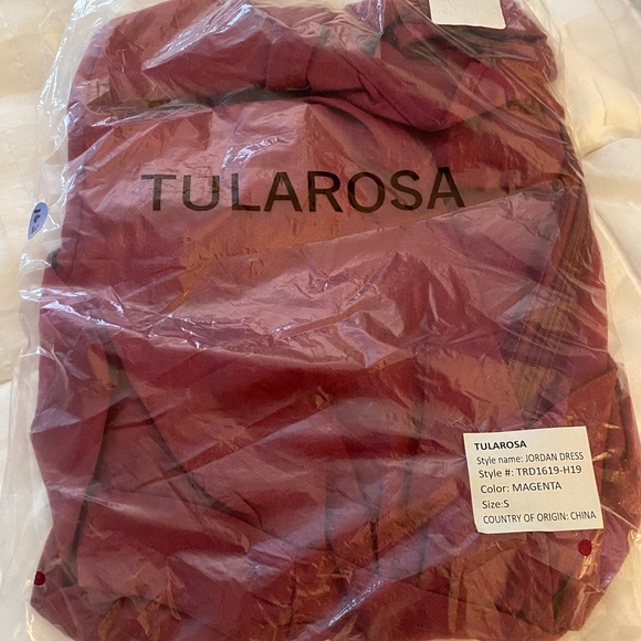 Revolve Tularosa Jordan Dress Small Magenta Mini Ruffle Hem Balloon Sleeve Lined - Picture 5 of 5